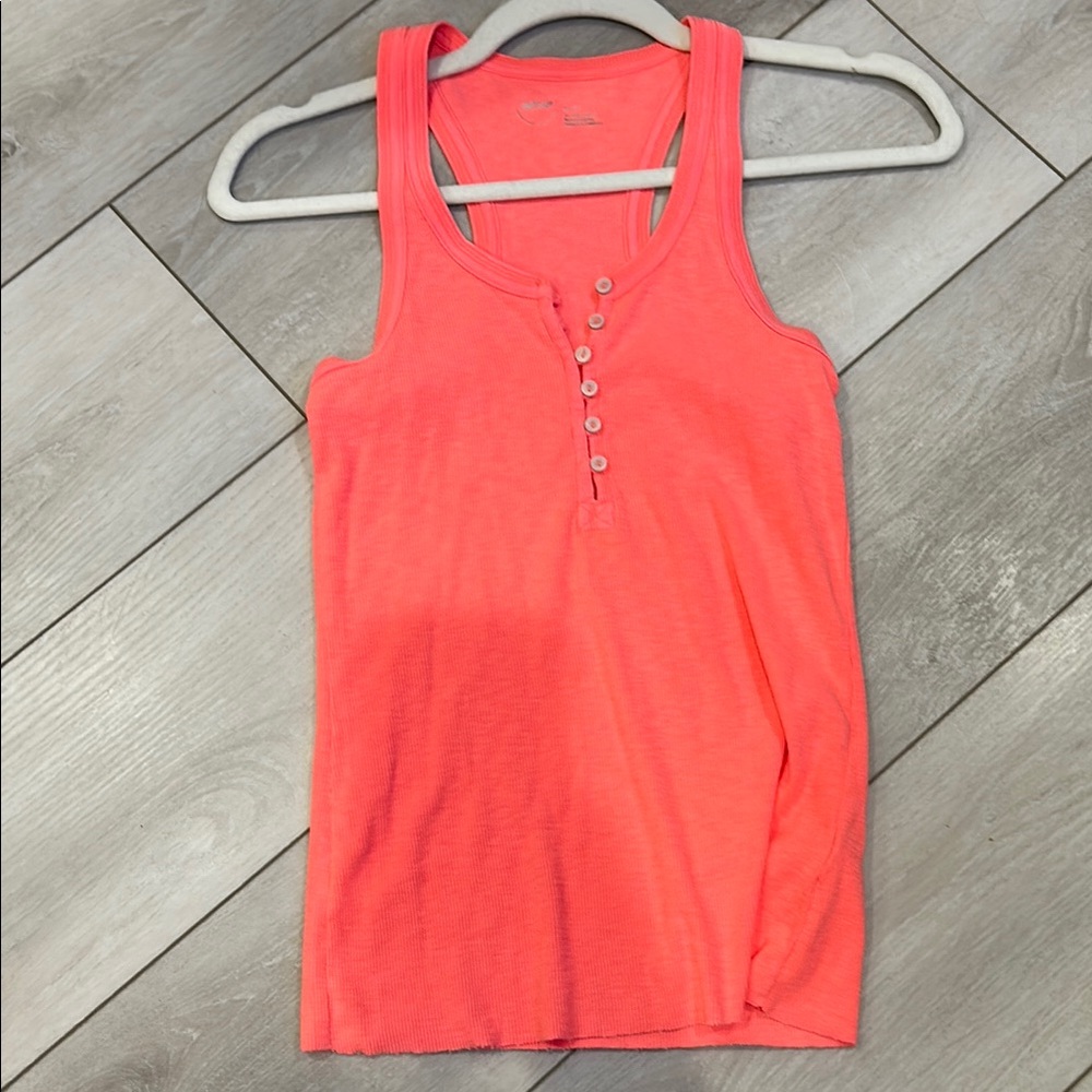 Aerie Orange Pink Fitted Sleeveless Tank Top